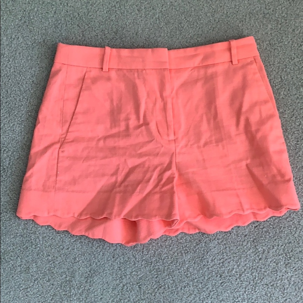 J. Crew bright pink/salmon peplum shorts